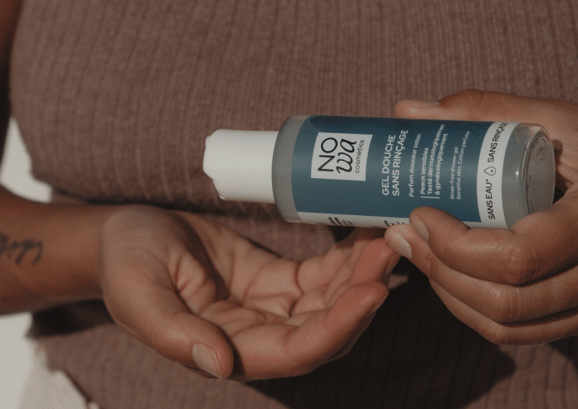Nowa Cosmetics : un gel douche vegan sans eau, sans rinçage